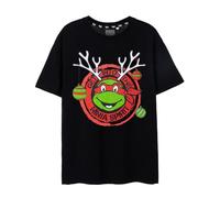 Teenage Mutant Ninja Turtles Mens Christmas T-Shirt | Raphael Ninja Spirit Short Sleeve Seasonal Graphic Tee for Adults | Black Short-Sleeve Xmas Top for Men | TMNT Merchandise Gift for Him