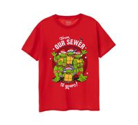 TEENAGE MUTANT NINJA Turtles Mens Christmas T-Shirt | Adults Festive from Our Sewer to Yours Graphic Tee in Red | Nostalgic 90s Vintage Art Cartoon Fashion | Retro TMNT Holiday Apparel Gift for Him