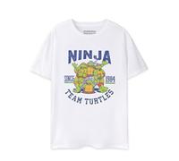 Teenage Mutant Ninja Turtles Mens T-Shirt | White Team Turtles Graphic Tee for Adults | TMNT Raphael, Mikey, Leo & Donatello | Short Sleeve Nostalgic 90s Cartoon Apparel | Fashion Movie Gift for Him