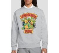 Teenage Mutant Ninja Turtles Men's Tmnt Cowabunga Dude Crew Sweatshirt, Athletic Heather in Grey | Size: 2XL Teenage Mutant Ninja Turtles Grey 2XL