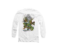 Teenage Mutant Ninja Turtles Men's Tmnt Shredder & Turtles Comic Long Sleeve T-Shirt, White | Size: Large Teenage Mutant Ninja Turtles White L