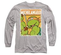 Teenage Mutant Ninja Turtles Mikey Mens Long Sleeve T Shirt, Athletic Heather, Medium