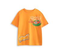Teenage Mutant Ninja Turtles Orange Graphic Tee | Mikey Short Sleeve T-Shirt for Boys | Classic Michelangelo Cartoon Top | TMNT Apparel Merchandise | Turtles Merch - 9-10 Years