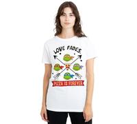 Teenage Mutant Ninja Turtles Pizza is Forever Ladies T Shirt, White, Medium