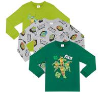 Teenage Mutant Ninja Turtles TMNT 3 Pack 100% Combed Cotton Long Sleeved T-Shirts Tops - 4-5 Years 110cm Multicoloured