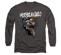 Teenage Mutant Ninja Turtles TMNT Michelangelo Unisex Long Sleeve T Shirt, Charcoal, L
