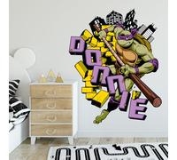 Teenage Mutant Ninja Turtles Wall Sticker - Donnie Jumping Through Bricks Decal World of TMNT Art (60cm Height x 50cm Width)