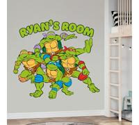 Teenage Mutant Ninja Turtles Wall Sticker - Group Crouching Personalised Decal TMNT Art (120cm Width x 110cm Height)