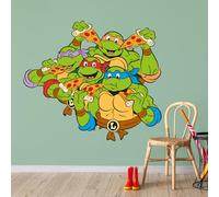 Teenage Mutant Ninja Turtles Wall Sticker - Group Eating Pizza Decal TMNT Art (90cm Width x 90cm Height)