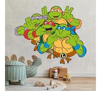 Teenage Mutant Ninja Turtles Wall Sticker - Group Pulling Funny Faces Decal TMNT Art (60cm Width x 50cm Height)