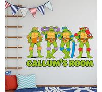 Teenage Mutant Ninja Turtles Wall Sticker - Group Skateboards Personalised Decal TMNT Art (60cm Width x 40cm Height)