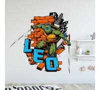 Teenage Mutant Ninja Turtles Wall Sticker - Leo Jumping Through Bricks Decal World of TMNT Art (60cm Width x 60cm Height)