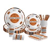 Teenager Birthday Decorations Set Serves 18, Paper 13th Party Cups 12 oz 300ml, Large Small Plates, Napkins, Straws - Official