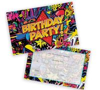 Teenager Birthday Party Invitations - Comic Book Style 28 Pack - Childrens Birthday Invitations for Boys/Girls A6 Bday Party Invites Invitation Cards with Folding Envelopes