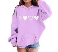 Teenager Gifts Girls Fleece Jacket Black Hoodie Teen Clothes Age 11 Winter Hoodies Valentines Day Sweatshirt for Minimalist Heart Print Casual Crewneck Loose Fit Thick Cozy Soft Fabric