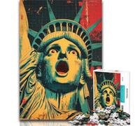 Teenager Jigsaw Abstract Statue of Liberty 1000 Piece Jigsaw Puzzles for Adults,Artistic Wall Decor & Birthday Gift Idea for Friends, Home Office 26x38cm