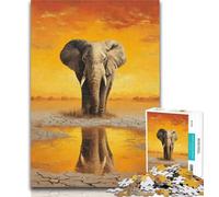 Teenager Jigsaw African Elephant Oil Painting 1000 Piece Jigsaw Puzzles for Adults,Artistic Wall Decor & Birthday Gift Idea for Friends, Home Office 50x75cm
