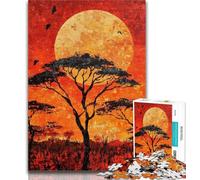 Teenager Jigsaw African Grasslands Jigsaws 1000 Pieces for Teenagers,Charcoal Art Staycation Kill Time for Home Decoration 50x75cm