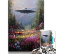 Teenager Jigsaw Alien Spaceship Oil Painting 1000 Pieces Jigsaw Puzzles for Adults And Teens,Enhance Love between Couples for Ages 14+ (50x75cm)