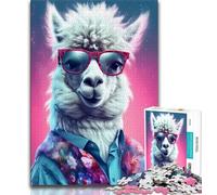 Teenager Jigsaw Alpaca Pink 1000 Piece Jigsaw Puzzles for Adults & Teens,Learning Educational Toys Family Games Enhance Love between Couples (38x26cm)