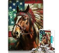 Teenager Jigsaw American Flag Horse Puzzles for Adults Teens 1000 Pieces,Perfect for Game Nights, Colorful Toy for Home Gift (50x75cm)