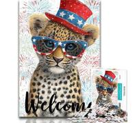 Teenager Jigsaw American Leopard 1000 Piece Jigsaw Puzzles for Adults,Family Game Birthday Gifts.Challenge High Difficulty 50x75cm