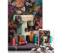 Teenager Jigsaw Ancient Sewing Machine Jigsaws Puzzles 1000 Pieces for Adults Gifts,for Educational Game Challenge Toy Artists Collection, Fine Art 26x38cm