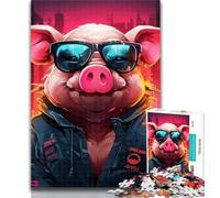 Teenager Jigsaw Animal Art Pig 1000 Pieces Jigsaw Puzzles For Teens And Adults,Diy Modern Wall Art Unique Gift Home Decor 26x38cm