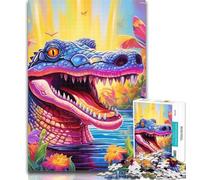 Teenager Jigsaw Animal Nile Crocodiles Jigsaw Puzzles for Teenagers 1000 Pieces,Brain Teaser Game Wall Decoration Unique Birthday And Xmas Gifts 26x38cm