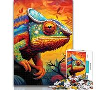 Teenager Jigsaw Art Chameleon 1000 Pieces Jigsaw Puzzle for Adults& Teens,Educational Toys Is Ideal As A Gift for The Whole Family 26x38cm