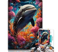 Teenager Jigsaw Art Dolphin 1000 Piece Jigsaw Puzzles,for Is Ideal As A Gift for The Whole Family for And 14 Years Old 26x38cm