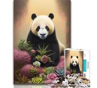 Teenager Jigsaw Art Flower with Panda Jigsaw Puzzle 1000 Pieces for Adults,Challenging Game And Family Play Secret Santa Gifts 50x75cm