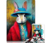 Teenager Jigsaw Artistic Bunny Jigsaw Puzzle 1000 Pieces for Teenagers,Toys Educational Games Stress Relieving Unique Home Decor And Gifts 26x38cm