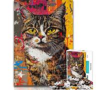 Teenager Jigsaw Artistic Cat Oil Painting Jigsaw Puzzle 1000 Pieces for Adults,Challenging Game And Family Play Secret Santa Gifts 26x38cm