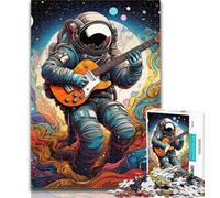 Teenager Jigsaw Astronaut Guitar Adult Jigsaws 1000 Pieces Difficult,Vibrant And Unique Design Relaxing & Challenging Puzzle Experience 26x38cm