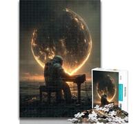 Teenager Jigsaw Astronaut Playing Piano 1000 Pieces Jigsaw Puzzles For Teens And Adults,Diy Modern Wall Art Unique Gift Home Decor 75x50cm