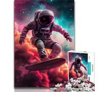 Teenager Jigsaw Astronaut Space Surfing 1000 Piece Jigsaw Puzzles for Adults Gifts,Challenging Game Toys for Is Ideal As A Gift for The Whole Family (50x75cm)