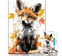 Teenager Jigsaw Autumn Fox 1000 Pieces Jigsaw Puzzle for Adults& Teens,Educational Toys Is Ideal As A Gift for The Whole Family 26x38cm