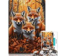 Teenager Jigsaw Autumn Fox Jigsaw Puzzles 1000 Pieces for Adults Teens,Learning Educational Toys Family Games Birthday Present, Gifts (50x75cm)