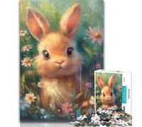 Teenager Jigsaw Baby Bunny in The Flowers Jigsaw Puzzle 1000 Pieces for Teenagers,Toys Educational Games Stress Relieving Great Gifts And Toys 26x38cm