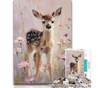 Teenager Jigsaw Baby Sika Deer Oil Painting 1000 Piece Jigsaw Puzzles,for Is Ideal As A Gift for The Whole Family for And 14 Years Old 26x38cm