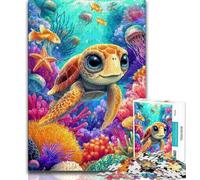 Teenager Jigsaw Baby Turtle Jigsaw Puzzle 1000 Pieces for Teenagers,Stress Reliever Staycation Kill Time Funny Gift (26x38cm)