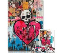 Teenager Jigsaw Basquiat-style Heart 1000 Piece Jigsaw Puzzles,for Is Ideal As A Gift for The Whole Family for And 14 Years Old 50x75cm