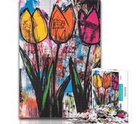 Teenager Jigsaw Basquiat-style Sunflower Skull 1000 Piece Jigsaw Puzzles for Adults,Artistic Wall Decor & Birthday Gift Idea for Friends, Home Office 50x75cm