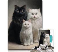 Teenager Jigsaw Black And White Cat Puzzles for Adults Teens 1000 Pieces,Perfect for Game Nights, Colorful Toy for Home Gift (38x26cm)