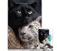Teenager Jigsaw Black And White Leopard Jigsaws Puzzles 1000 Pieces for Adults Gifts,for Educational Game Challenge Toy Artists Collection, Fine Art 26x38cm