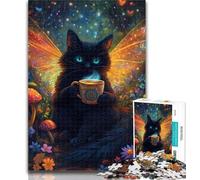 Teenager Jigsaw Black Cat Jigsaws 1000 Pieces for Adults,Educational Games Home Decoration Artists Collection, Fine Art 26x38cm