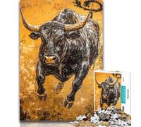 Teenager Jigsaw Black Gold Bull 1000 Pieces Jigsaw Puzzle for Adults& Teens,Educational Toys Is Ideal As A Gift for The Whole Family 26x38cm