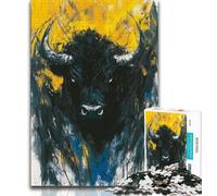 Teenager Jigsaw Black Gold Bull Adult Jigsaws 1000 Pieces Difficult,Vibrant And Unique Design Relaxing & Challenging Puzzle Experience (26x38cm)