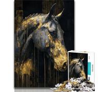 Teenager Jigsaw Black Horse Portrait 1000 Piece Jigsaw Puzzles for Teenagers Gifts,Relax Games Is Ideal As A Gift for The Whole Family (50x75cm)